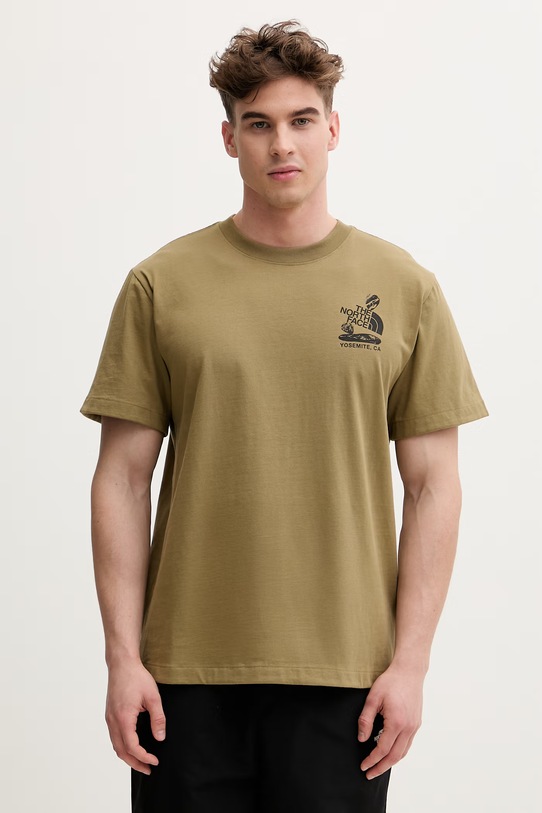 Odzież The North Face t-shirt męski bawełniany STONES RELAXED NF0A8G9R2EL1 zielony