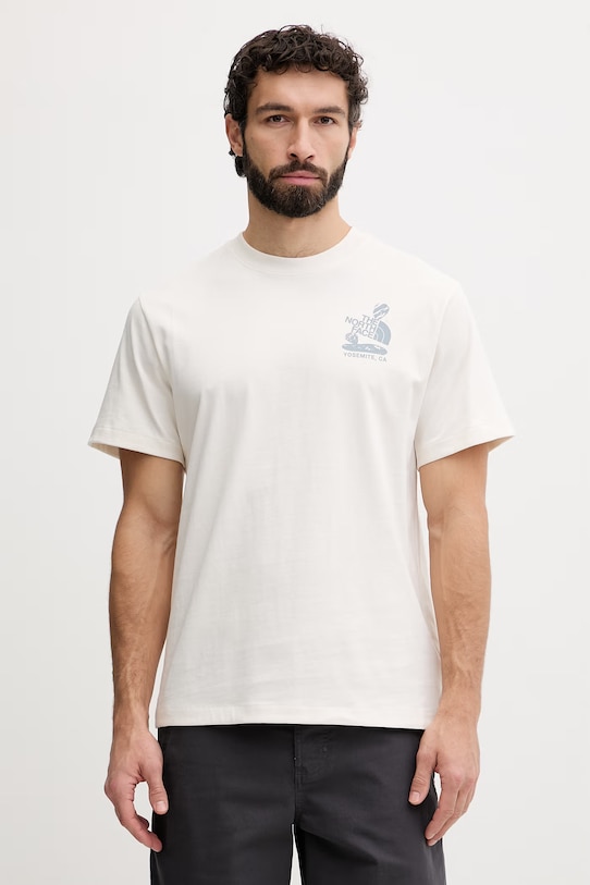 Odzież The North Face t-shirt męski bawełniany STONES RELAXED NF0A8G9RQLI1 beżowy