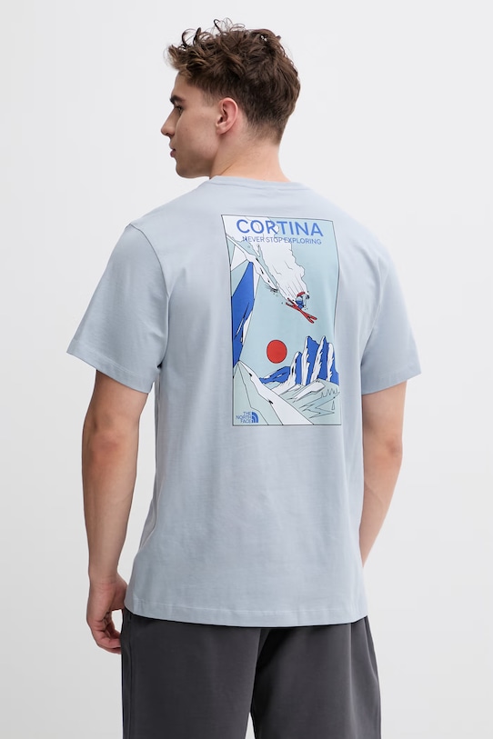 The North Face t-shirt męski bawełniany MOUNTAIN CELEBRATION niebieski NF0A8G9ZFM21