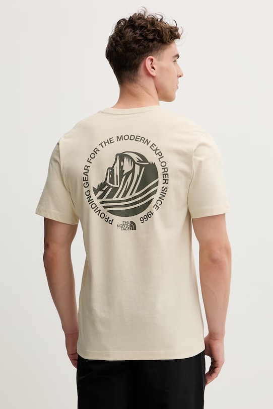 The North Face t-shirt męski z bawełną MONTE beżowy NF0A8GA7DOM1