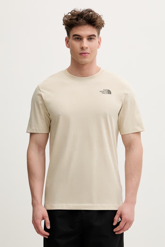 Odzież The North Face t-shirt męski z bawełną MONTE NF0A8GA7DOM1 beżowy