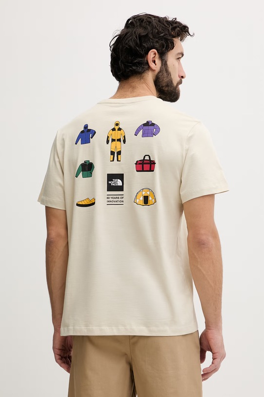 The North Face t-shirt męski bawełniany CELEBRATION beżowy NF0A8GASDOM1
