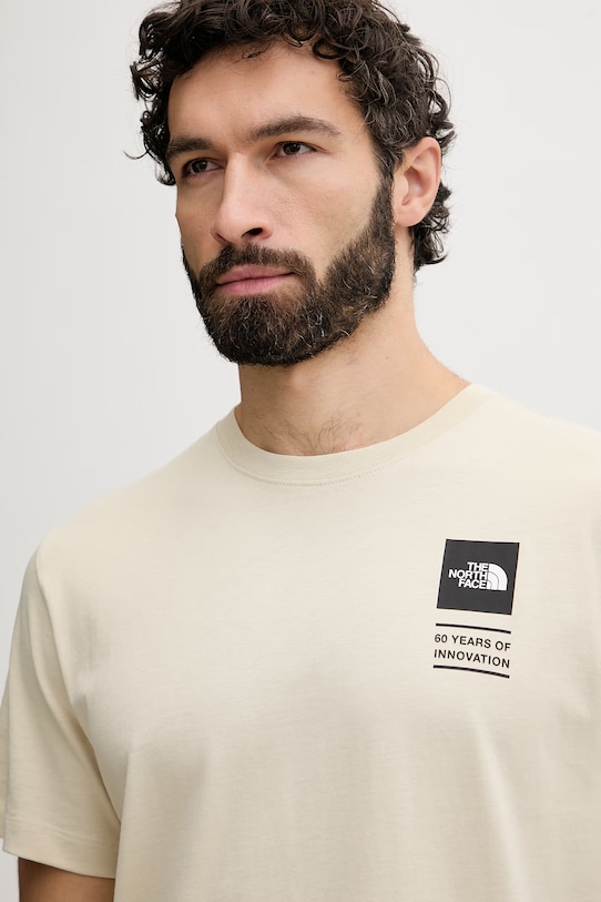 The North Face t-shirt męski bawełniany CELEBRATION beżowy NF0A8GASDOM1