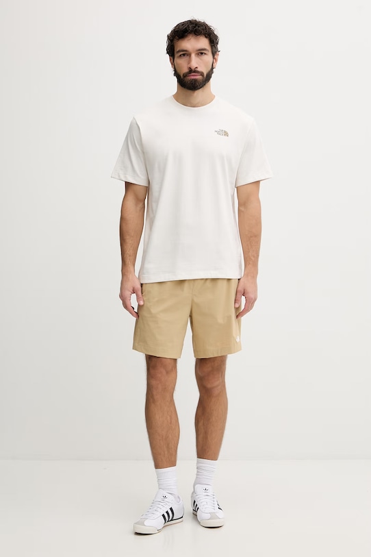 The North Face t-shirt męski bawełniany SNACK RELAXED NF0A8GB4QLI1 beżowy SS26