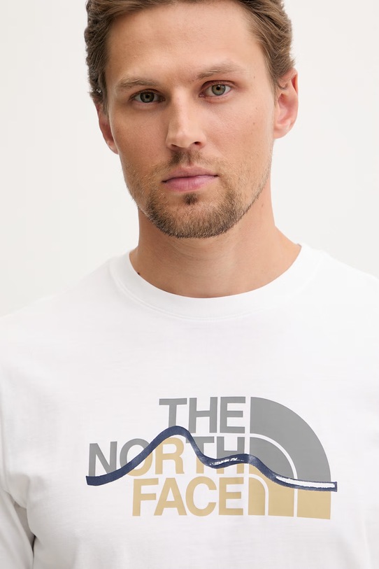 The North Face tričko pánské bavlněné MOUNTAIN LINE bílá NF0A8GUXFN41