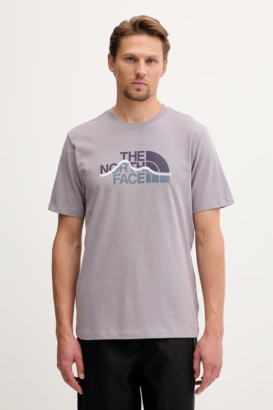 The North Face t-shirt męski bawełniany MOUNTAIN LINE fioletowy NF0A8GUXG7O1