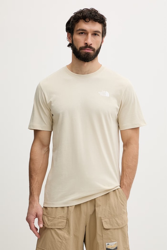 The North Face t-shirt męski z bawełną CELEBRATION beżowy NF0A8GV2DOM1