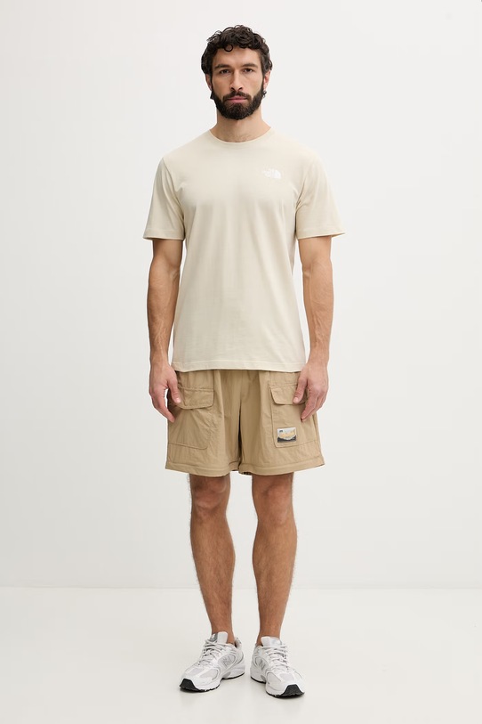 The North Face t-shirt męski z bawełną CELEBRATION NF0A8GV2DOM1 beżowy SS26