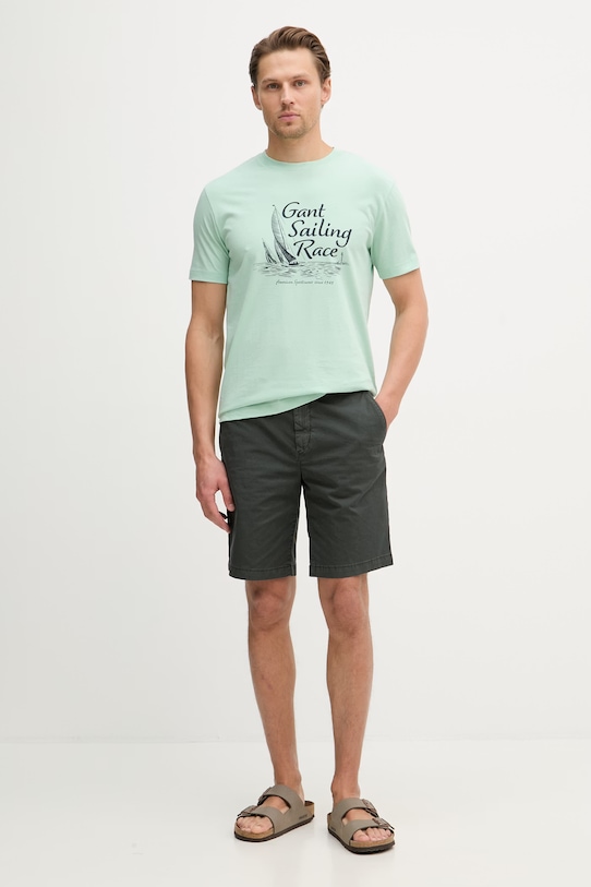 Gant T-shirt męski bawełniany 2003425 zielony SS26
