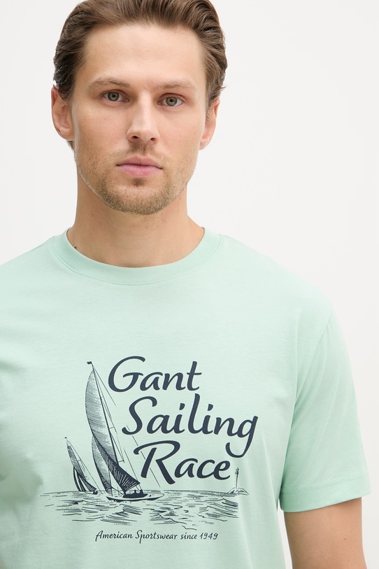Gant T-shirt męski bawełniany zielony 2003425