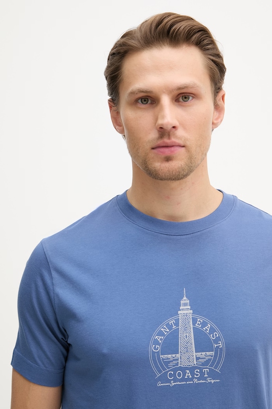 Gant T-shirt męski bawełniany niebieski 2003425