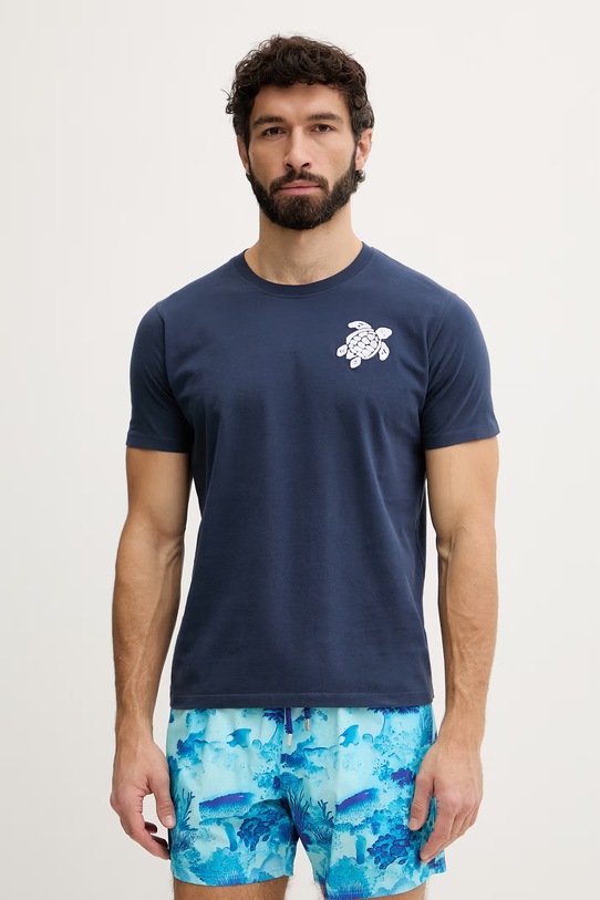 Vilebrequin t-shirt męski bawełniany PARTISOL granatowy PSLCM919