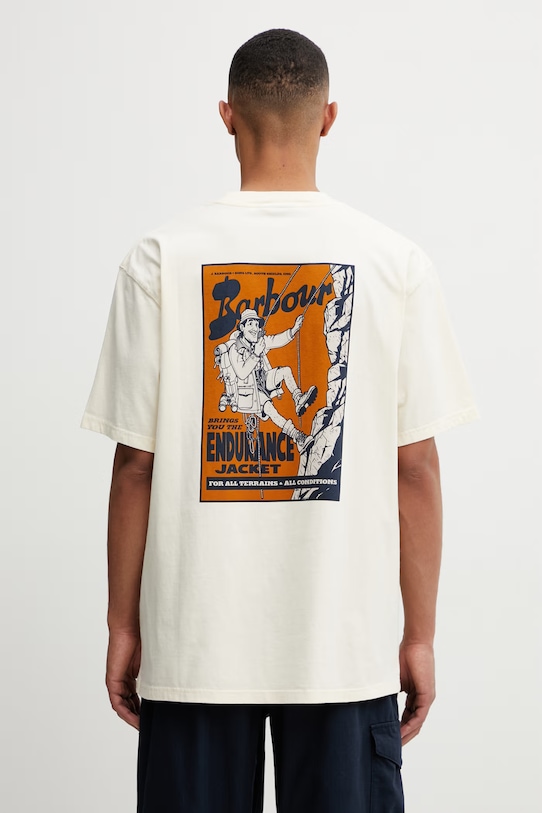 Barbour MTS1554BE13 T-shirt bawełniany męski beżowy MTS1554BE13