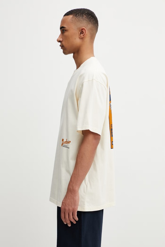 Barbour MTS1554BE13 T-shirt bawełniany męski MTS1554BE13 beżowy SS26