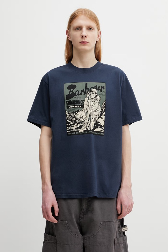 Barbour MTS1555NY91 t-shirt bawełniany męski granatowy MTS1555NY91