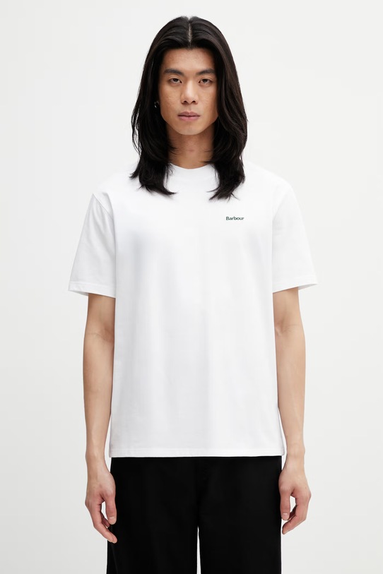 Barbour MTS1568WH11 T-shirt bawełniany męski biały MTS1568WH11