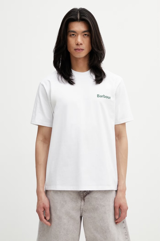 Odzież Barbour MTS1569WH11 T-shirt męski bawełniany MTS1569WH11 biały