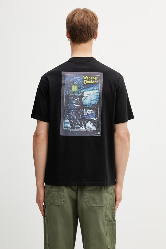 Odzież Barbour MTS1574BK31 t-shirt męski bawełniany MTS1574BK31 czarny