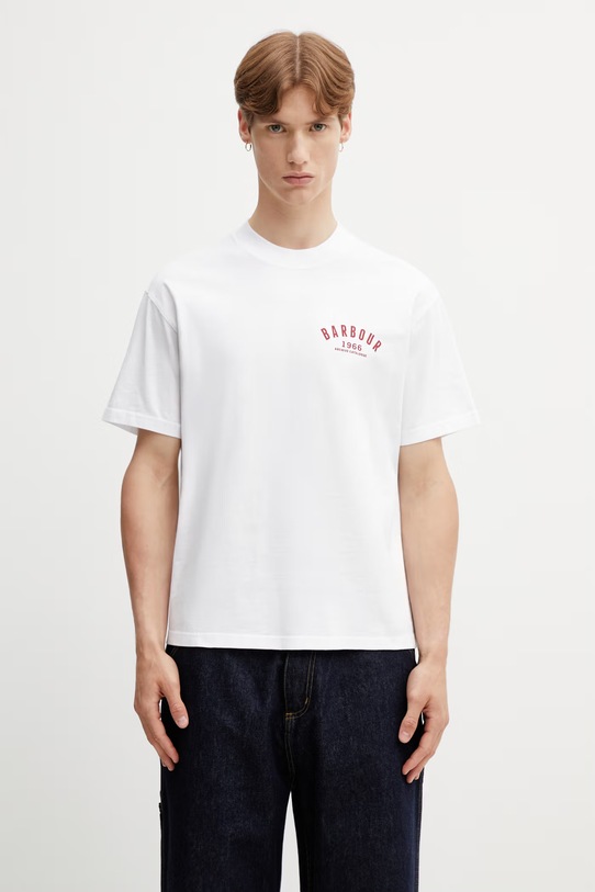 Odzież Barbour MTS1576WH11 t-shirt męski bawełniany MTS1576WH11 biały