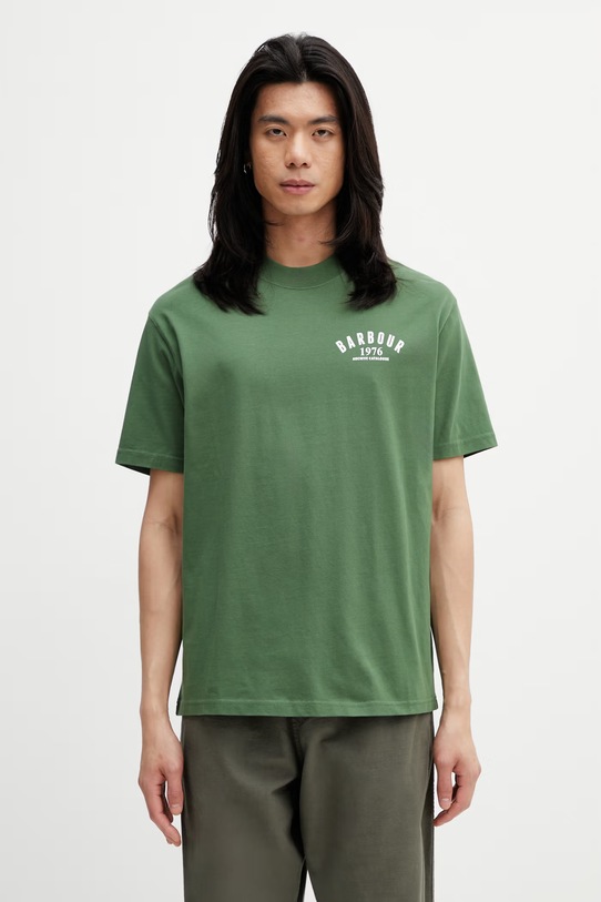 Odzież Barbour MTS1577GN18 T-shirt bawełniany męski MTS1577GN18 zielony