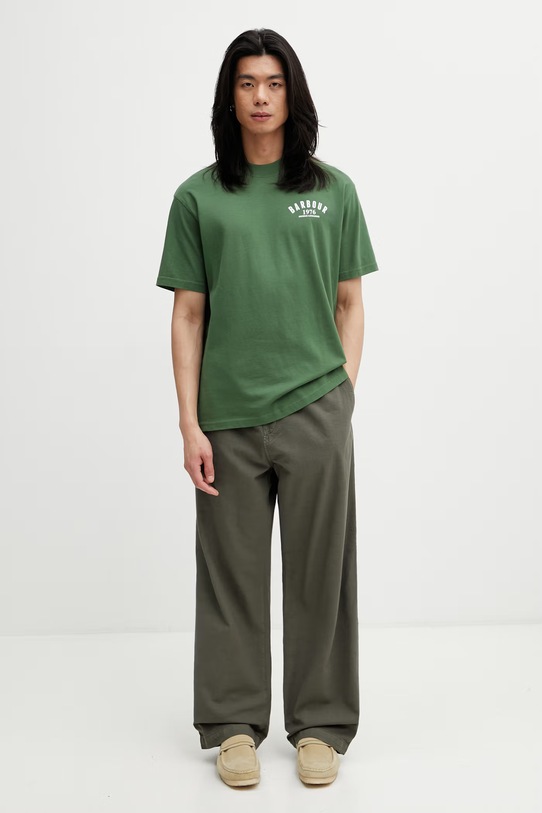 Barbour MTS1577GN18 T-shirt bawełniany męski MTS1577GN18 zielony