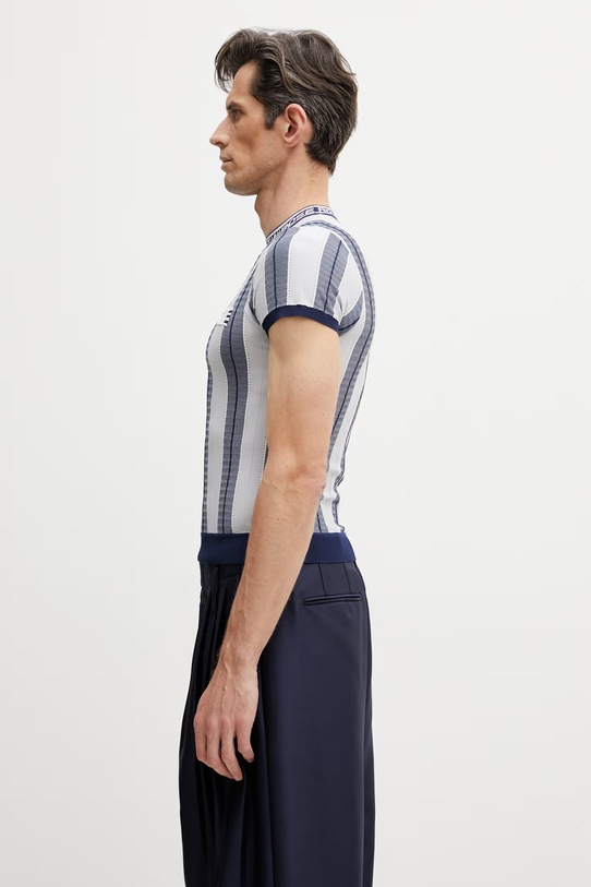 Martine Rose Logo T-shirt z wiskozy męski 959YA12507 niebieski SS26