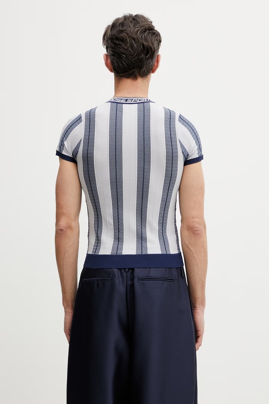 Odzież Martine Rose Logo T-shirt z wiskozy męski 959YA12507 niebieski