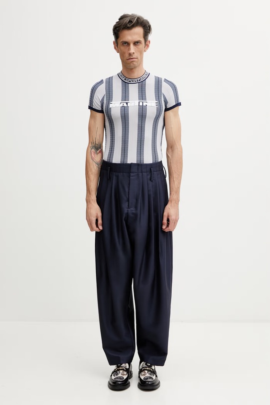 Martine Rose Logo T-shirt z wiskozy męski 959YA12507 niebieski