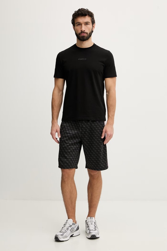 Βαμβακερό μπλουζάκι Guess AMBROGIO Z6GI06.K2847 μαύρο SS26