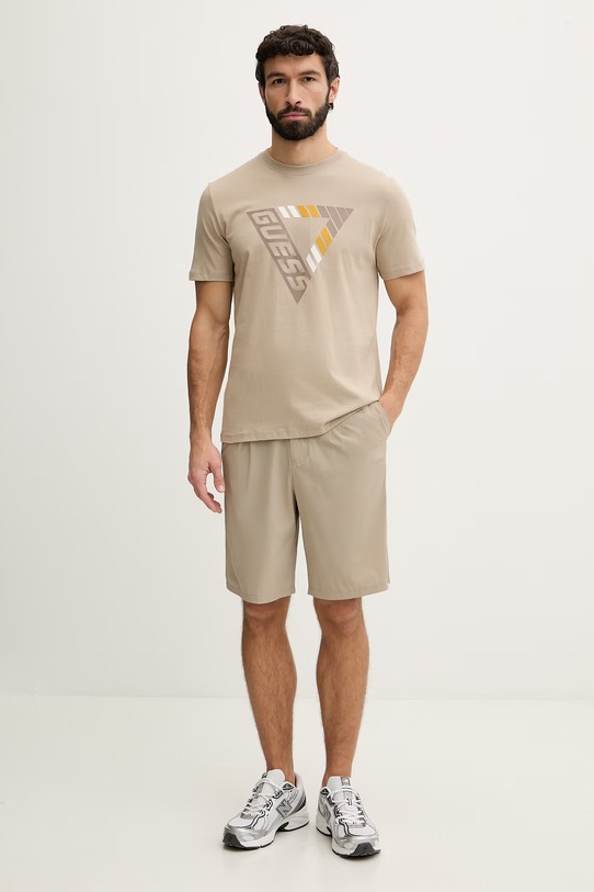 Guess t-shirt męski bawełniany FOLCO Z6GI09.K2859 beżowy SS26