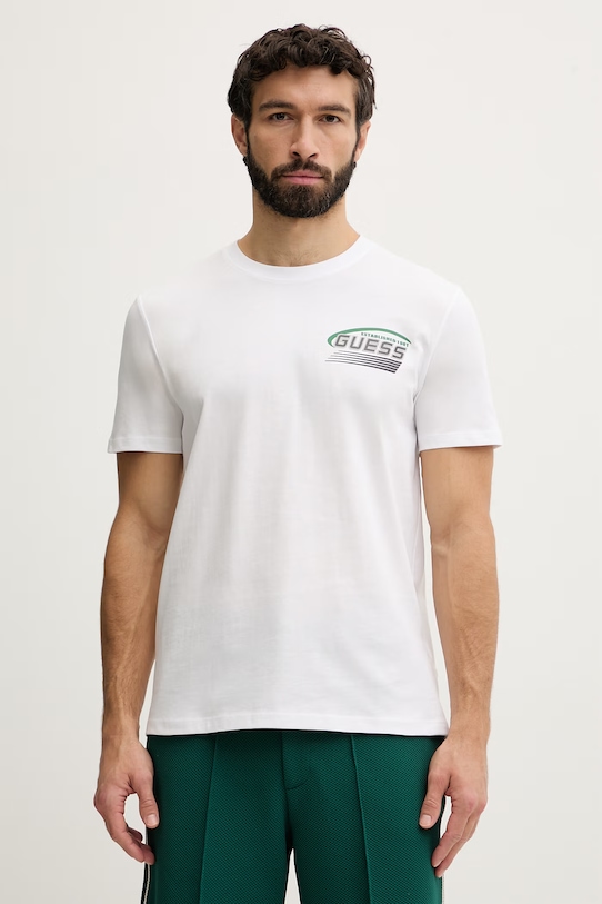Guess t-shirt męski bawełniany LUPO biały Z6GI10.K2860