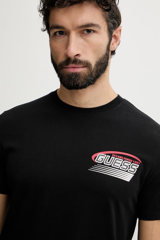 Guess t-shirt męski bawełniany LUPO czarny Z6GI10.K2860