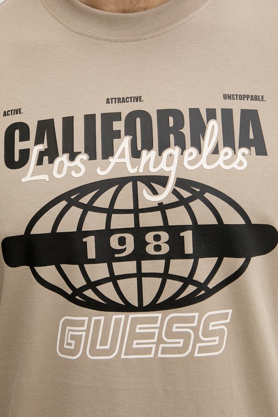 Guess t-shirt męski bawełniany IGINIO Z6GI11.K2861 beżowy