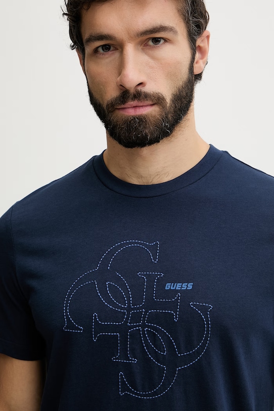 Guess t-shirt męski bawełniany TIBERIO granatowy Z6GI13.K2875