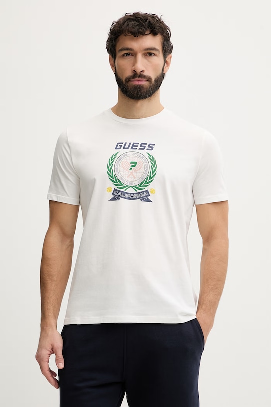 Guess t-shirt męski bawełniany DAVEN beżowy Z6GI16.K3206