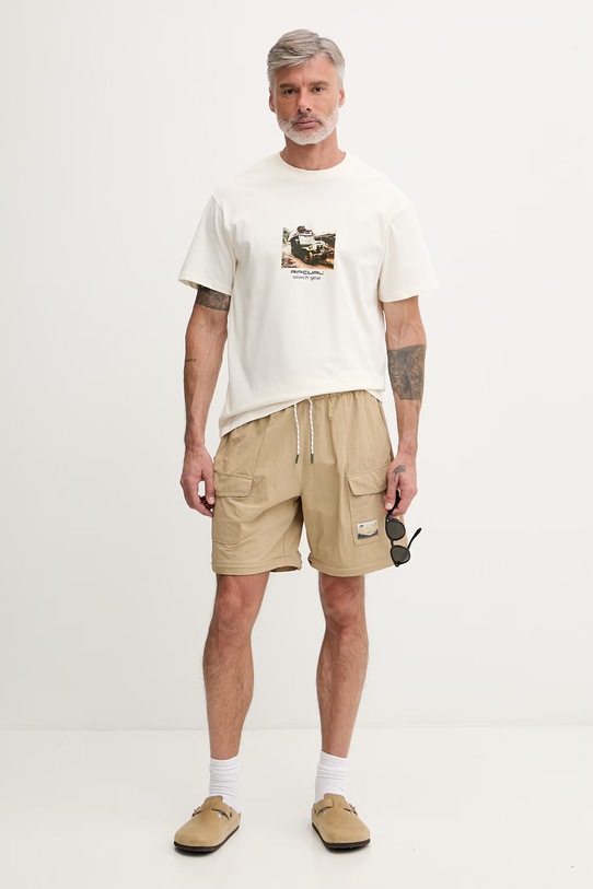Rip Curl tričko pánske bavlnené SEARCH RIG TEE 0XSMTE béžová SS26