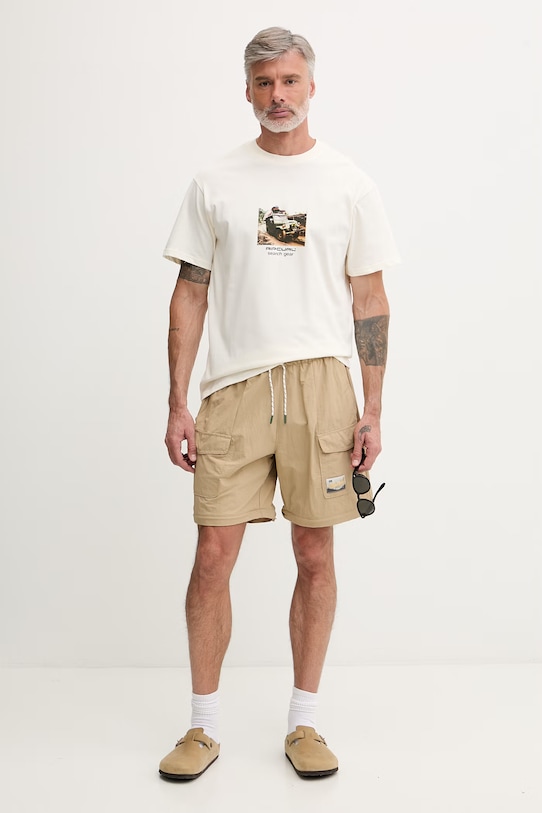 Rip Curl tričko pánske bavlnené SEARCH RIG TEE 0XSMTE béžová SS26