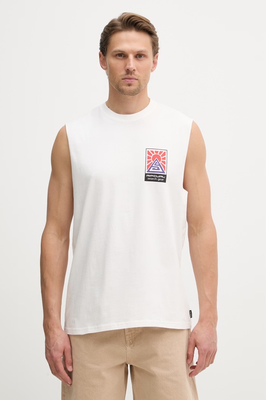Ρούχα Rip Curl τοπ ανδρικό βαμβακερό SEARCH DAWN MUSCLE 10PMTE λευκό
