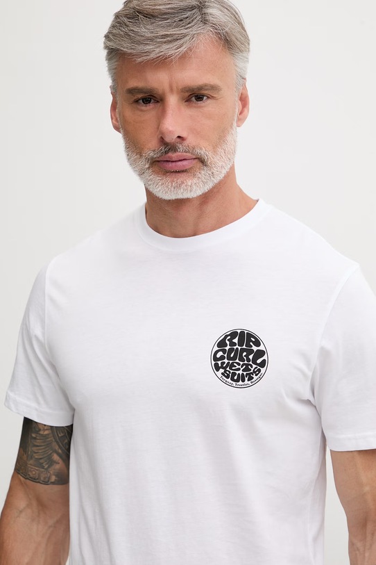 Rip Curl T-shirt męski bawełniany WETTIE ICON biały 10VMTE