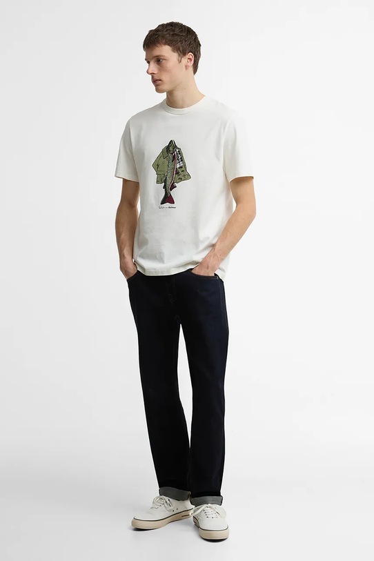 Barbour x Paul Smith Fishing μπλουζάκι βαμβακερό ανδρικό MTS1612WH32 μπεζ SS26