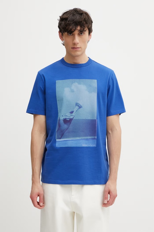 Barbour x Paul Smith Scoop Men's cotton t-shirt blue MTS1613BL51