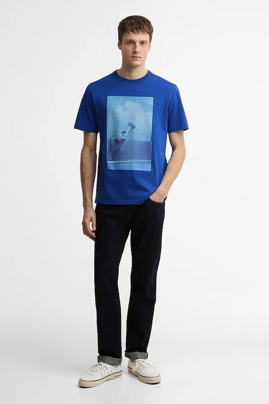 Barbour x Paul Smith Scoop t-shirt βαμβακερό ανδρικό MTS1613BL51 μπλε SS26