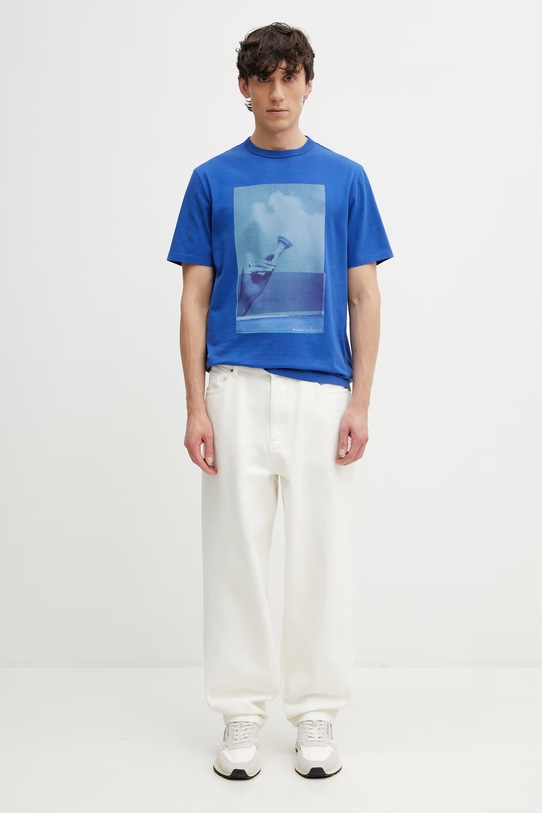 Barbour x Paul Smith Scoop Men's cotton t-shirt MTS1613BL51 blue