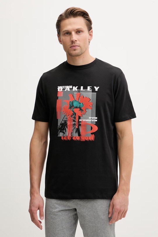 Oakley T-shirt męski bawełniany FUTURESCAPE FROG czarny FOA408547