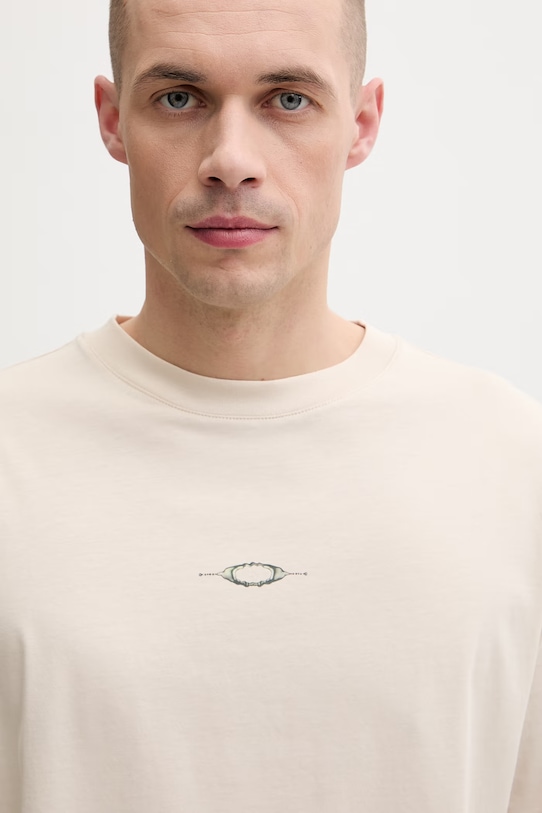 Oakley t-shirt męski bawełniany beżowy FOA407448