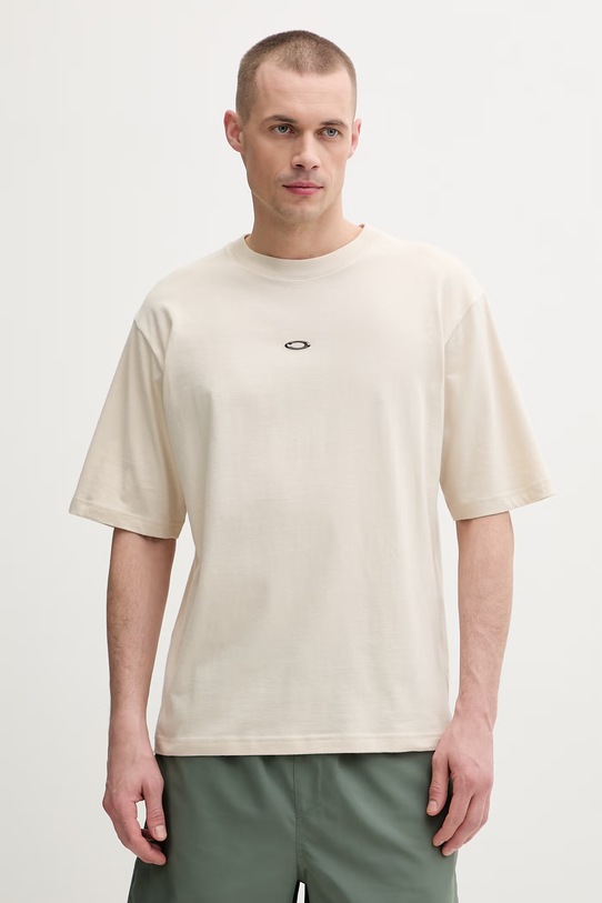 Oakley t-shirt męski bawełniany beżowy FOA407825