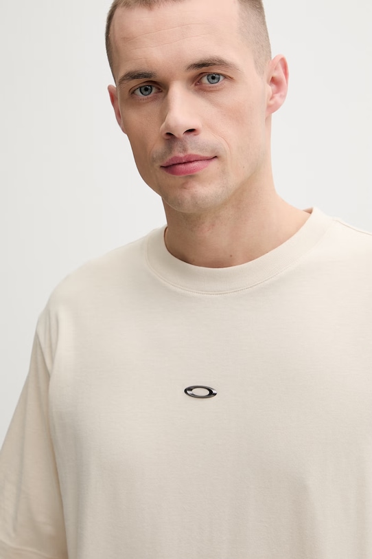 Oakley t-shirt męski bawełniany beżowy FOA407825