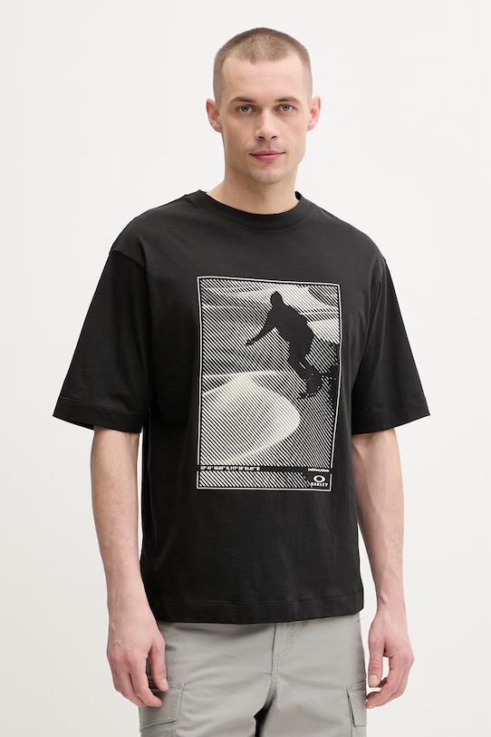 Oakley t-shirt męski bawełniany SANDBOARD czarny FOA407982