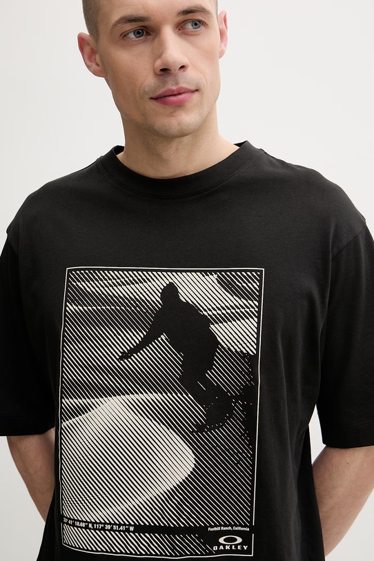 Oakley t-shirt męski bawełniany SANDBOARD czarny FOA407982