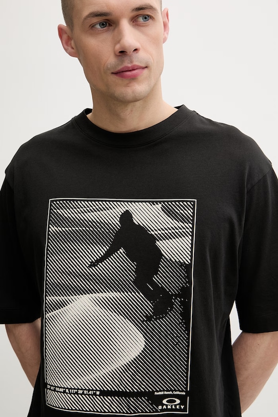 Oakley t-shirt męski bawełniany SANDBOARD czarny FOA407982